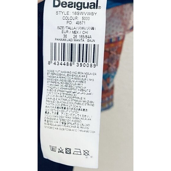 Desigual Olivia Dress Womens 6 Floral Long Open Flowy Sleeves Feminine Romantic - Picture 9 of 9